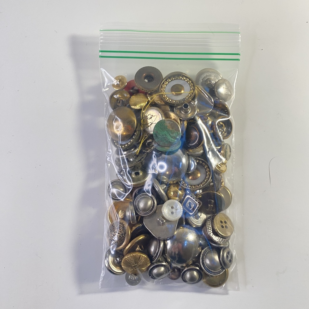 Vintage Mixed Lot of Vintage Metal Buttons in Various Styles and Color